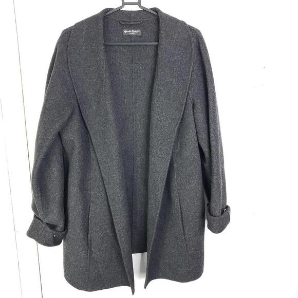 Alexandra Bartlett Jacket Womens 1X Wool Felt Unlined Thick Heavy Draped Collar - Picture 1 of 10